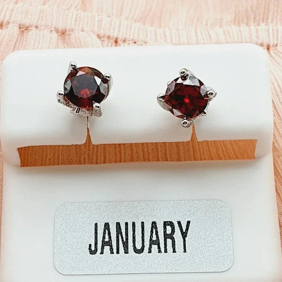 "Birthstone S925 Sterling Silver CZ Stud Earrings for Women/Girl, US19251040 - Picture 7 of 10